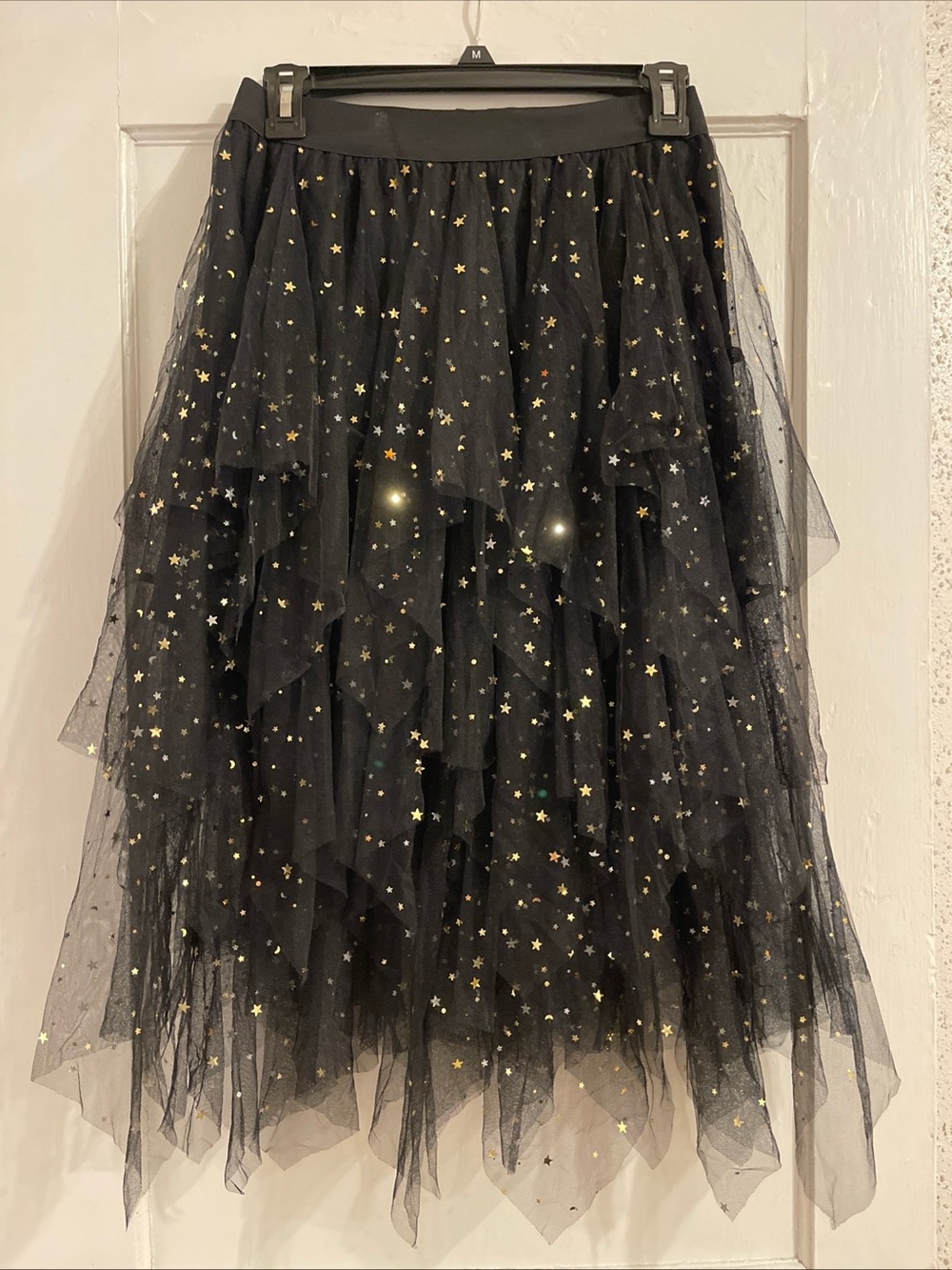 Women’s Black with Stars Tulle (Soft) Skirt. Size Small. Halloween, Witch